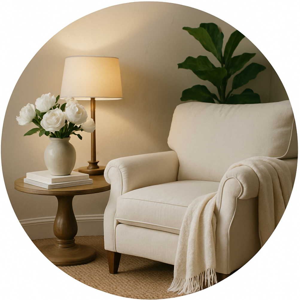 circle photo of home decor, make it real please